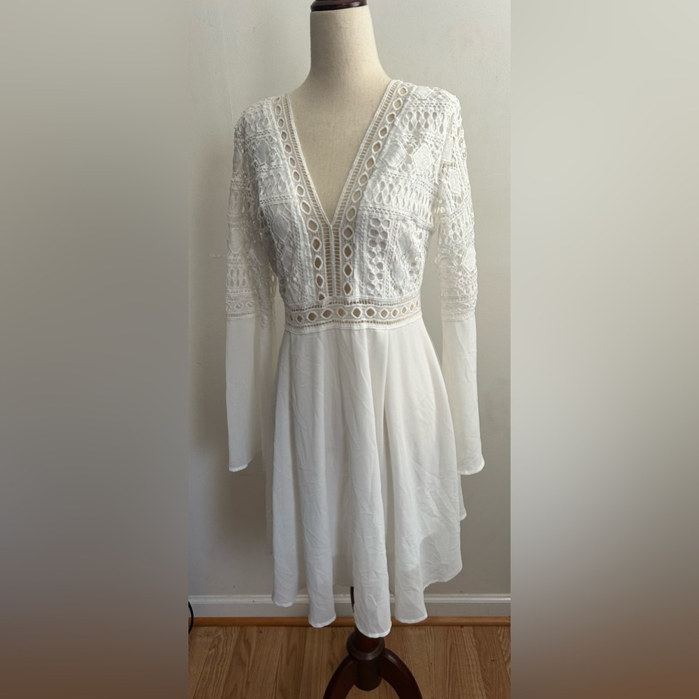 Boho Hippie White Lace Dress